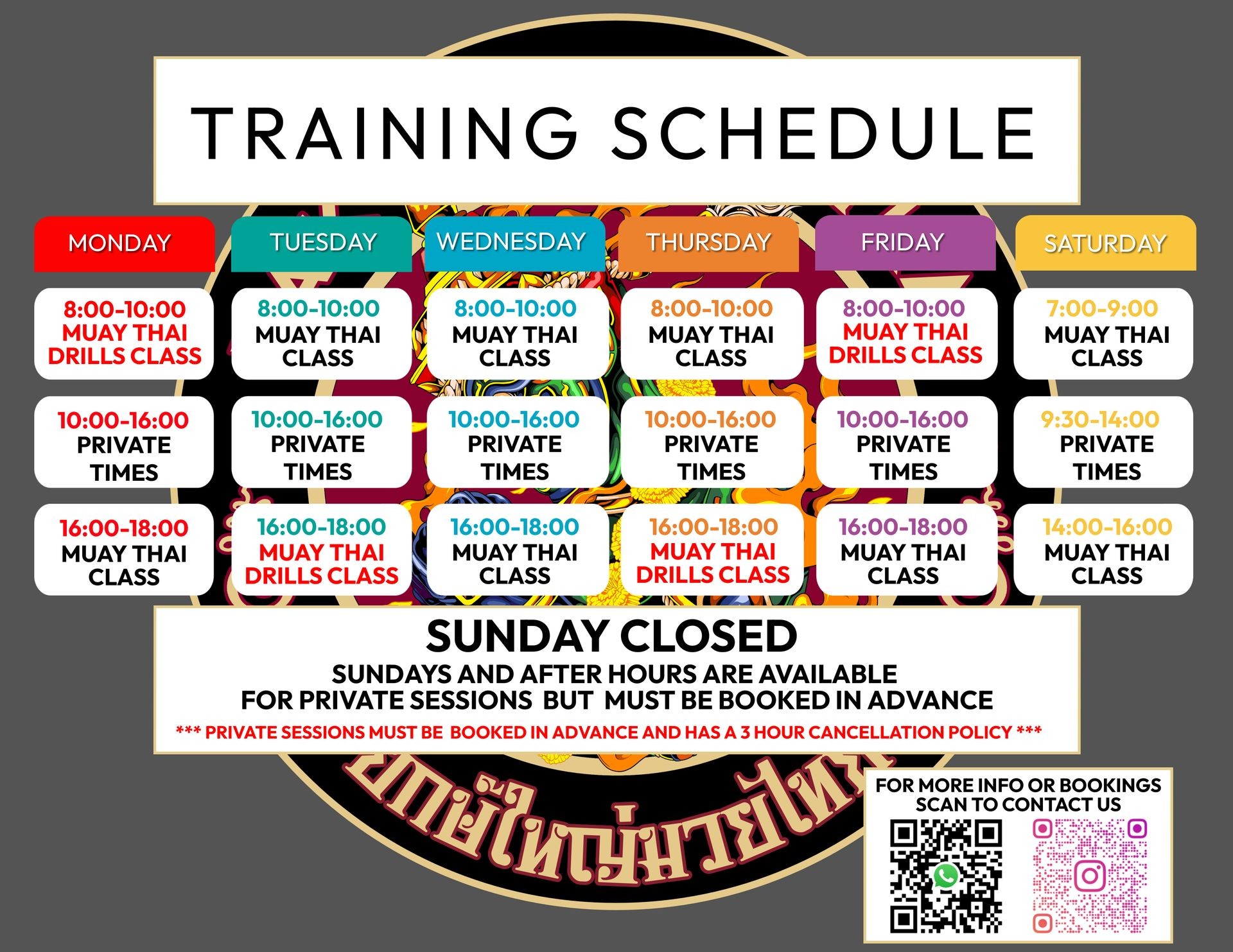 Muay Thai Training Schedule